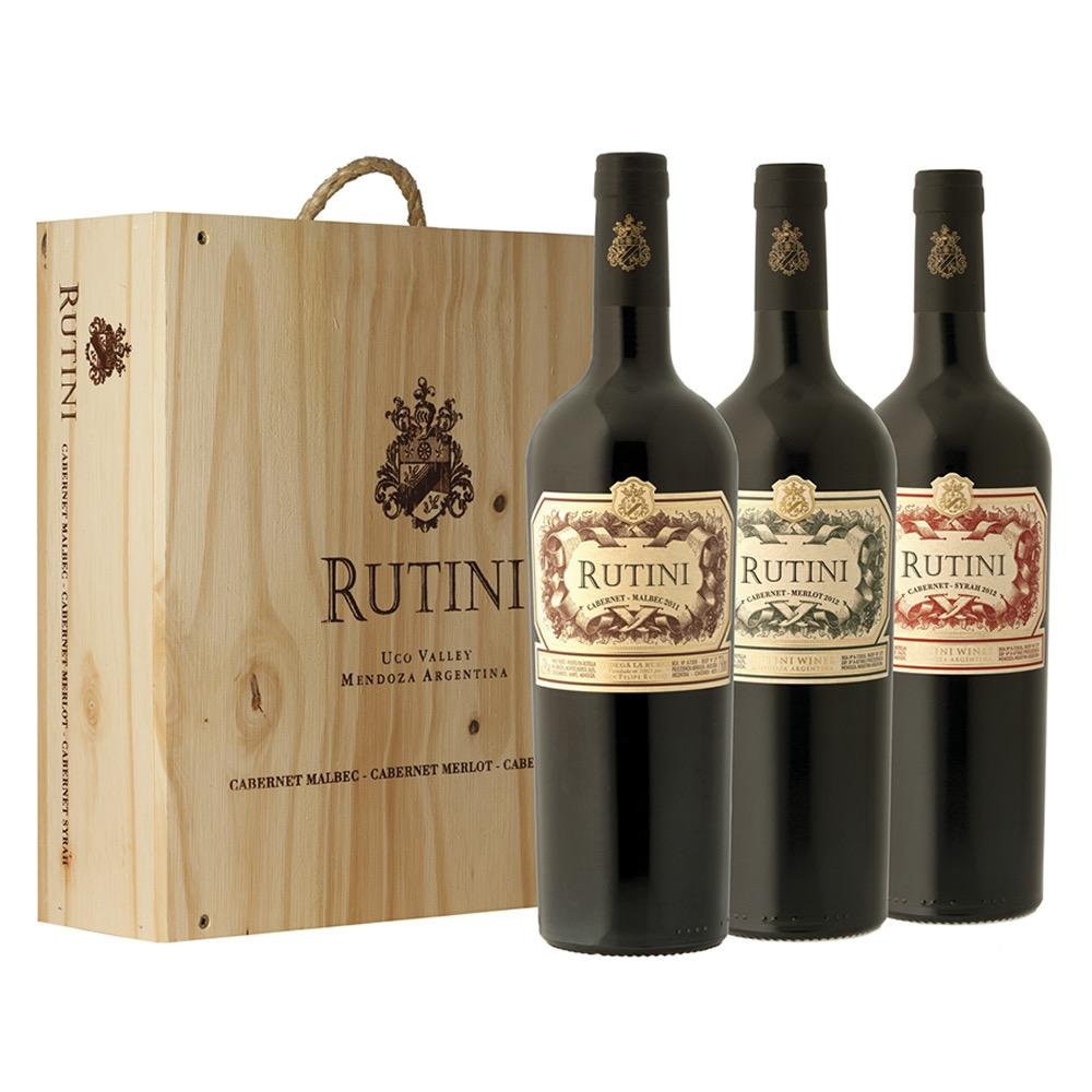 Rutini CabMal.+Cab.Merlot+CabSyrah Estuche 3x750